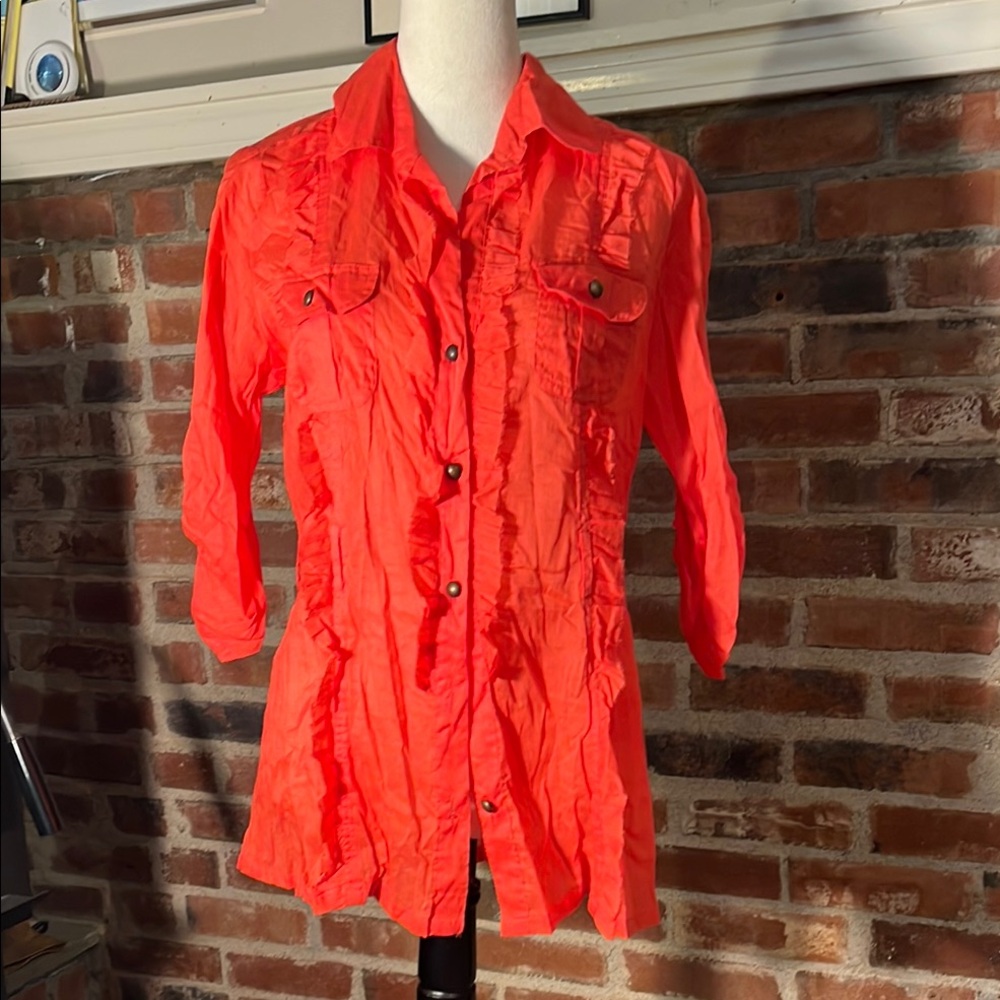Flutterbye Women's Orange Button-Up Shirt